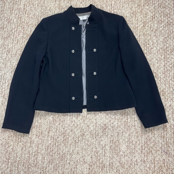 Tahari Blazer Jacket Size 14 Polyester Button Detail Career Office Military - Picture 10 of 10